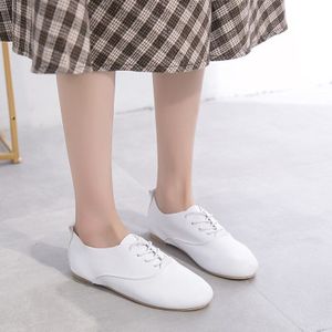 Lente En Zomer Witte Casual Platte Schoenen Vrouwelijke Lace-Up Eenvoudige Klassieke Breathble Pu Schoenen Vrouwen Sneakers Zapatos De mujer