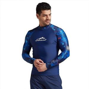 Bloemen Rash Guard Mannen Surf Rashguard Lange Mouw Badmode Swim Shirt Uv T-shirt Voor Zwemmen Zeilen Duiken Sport Kleding