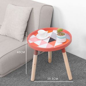 Nordic Moderne Eenvoudige Ronde Woonkamer Theetafel Creatieve Massief Houten Salontafel Dagelijkse Multifunctionele Mini Bank Bijzettafel