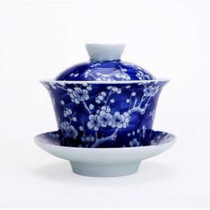 Vintage Gaiwan Blauwe En Witte Pruim Bloem Thee Turee Porselein Koffie Thee Kom Drinkware Maken Zwarte Thee Koffie