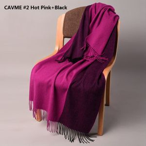CAVME Pink Winter Wol Sjaal voor Vrouwen Patchwork Zwarte Kleur Dames Effen Kleur Wollen Lange Sjaal 300g 70*200cm