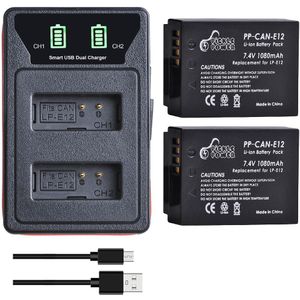 LP-E12 Lp E12 LPE12 + Led Usb Dual Charger Voor Canon Rebel SL1 100D, Eos M, eos M2, Eos M10 Eos M50 SX70 Hs