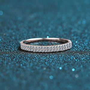 Inbeaut Zilver 925 Dubbele Moissanite Ring Brilliant Cut Totaal 0.23 Ct D Kleur Leuke Kleine Fonkelende Pass Diamond Test Steen ring