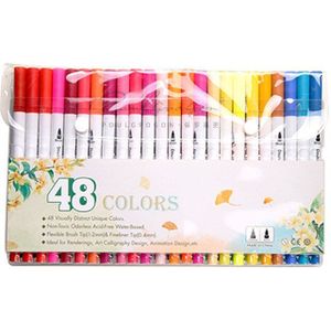 12/36/48/60/80/100 Coloring Art Marker Borstel Pennen Voor Tekening Bullet Journal Fineliner Kleur pen Dual Tip Borstel Pennen Markers Set