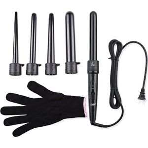 DODO Pro 5 Deel Verwisselbare Haar Krultang Machine Keramische Haar Krultang Multi-size Roller Hittebestendige Handschoen Styling set