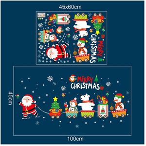 Kerstman Kerst Trein Muursticker Voor Glas Raam Woondecoratie Muurschildering Decals Behang Nieuw Jaar Stickers XHC88