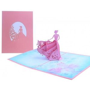 Sales! 3D Prinses Papier Silhouet Handgemaakte Uitnodiging Wenskaart Meisjes Decor