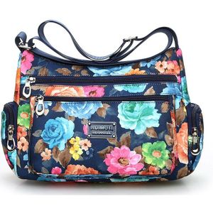 Bloemen Patroon Vrouwen Schoudertas Waterdichte Nylon Crossbody Tas Toevallige Multi-Zakken Vrouwen Tas