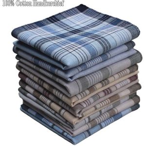 Puur Katoen Heren Plaid Gestreepte Plein Zakdoeken Vintage Plaid Classic Pocket Zweet-Absorberende Zakdoek Nostalgia10pcs/Lot