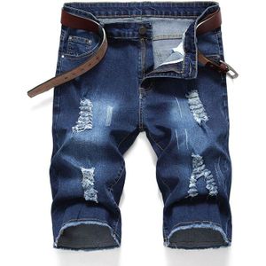 Korte Knie Lengte Mannen Denim Shorts Slim Fit Regular Zomer Ripped Jeans Shorts Mannen