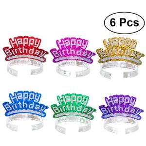 6 Pcs Glitter Stamping Verjaardag Hoeden Papier Cap Gelukkige Verjaardag Brief Diy Decoratie Kinderen Party Levert