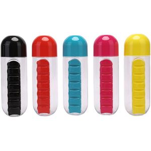 2 In 1 Pillendoosje Water Fles Outdoor 7 Vakken Geneeskunde Organizer Met Drinken Fles Draagbare Draagtas Tablet