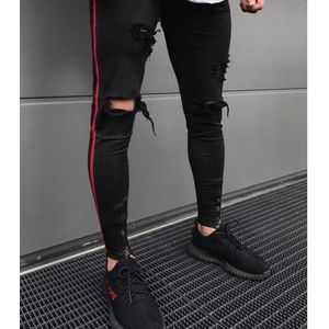 Skinny Jeans Heren Zomer Slim Fit Volledige Lengte Denim Broek Gescheurd Gat High Street Potlood Broek Rits Bodem Mannelijke jeans Broek