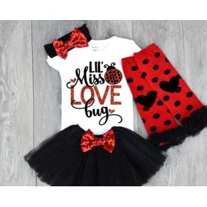 5Pcs Valentijnsdag Kids Baby Meisje Kleding Sets Brief Print Romper Tops + Kant Tutu Rokken + Been warmer + Hoofdband