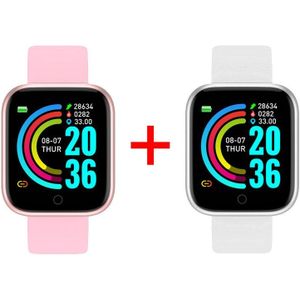 2 Pcs Y68 Smart Horloge Fitness Tracker Bloeddruk Smartwatches Mannen Vrouwen Waterdicht Hartslag Horloge