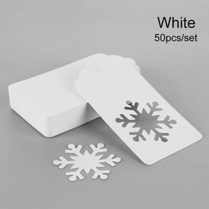 50Pcs Diy Kraftpapier Sneeuwvlok Label Bedankt Tag Opknoping Cadeaupapier Kerstversiering Festival Levert