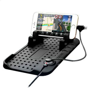 Auto Telefoon Houder Mobiele Anti-Slip Pad Verstelbare Beugel Stand Voor Iphone 6S Samsung Xiaomi Auto Mount Houder + Usb Kabel Opladen