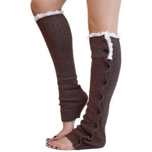 Vrouwen Hoop Hoop Sokken Mode Winter Kant Knop Been Warmer Gebreide Kous Legwarmers Zachte Klassieke Laarzen Gebreide Sokken