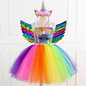 Regenboog Eenhoorn Jurk Eenhoorn Birtyday Partij Cosplay Halloween Kostuum Voor Kinderen Carnaval Prestaties Party Kleding