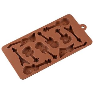 10-Holte Base Gitaar Siliconen Cake Brood Chocolade Fondant Jelly Candy Bakvorm Craft Mold (Koffie)