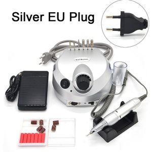 Zilver Professionele Nail Polijstmachine Gereedschap Nail Art File Bits Manicure Kit 35000 Rpm 110 V/220 V Elektrische Nail boor Machine