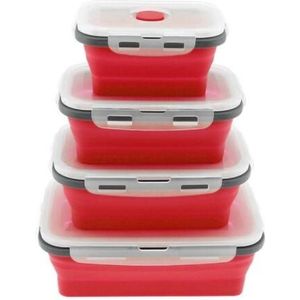 4 Stks/set Inklapbare Draagbare Lunchbox Servies Siliconen Vouwen Bento Lunchbox Maaltijd Voedsel Container Voor Keuken