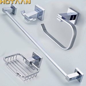 Hotaan Rvs Badkamer Accessoires Set,Robe Haak, Papier Houder, Handdoek Bar, handdoek Ring Badkamer Sets, Chrome HT811300B
