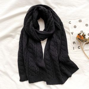 Effen Kleur Sjaal Vrouwen Winter Gebreide Wol Warme Dikke Sjaals Wraps Warm Houden Sjaals Vrouwelijke Pashmina Lady Deken