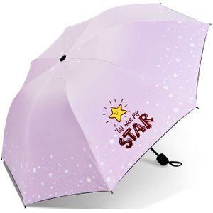 Mode Meisjes Zwarte Coating Parasol Anti-Uv Parasol Vrouwelijke Zonnebrandcrème 3 Vouwen Zonnige en Regenachtige Paraplu voor Kids