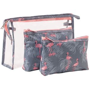 3 stks Komen Flamingo Cosmetische Tas Vrouwen Necessaire Make Up Bag Travel Waterdichte Draagbare Make-Up Tas Toiletartikelen Kits PVC