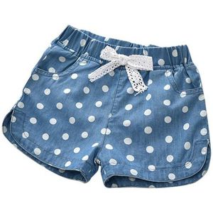 Famli Meisjes Denim Shorts Jeans Shorts Kinderen Zomer Casual Stippen Bottom Beachwear Broek 2Y-7Y