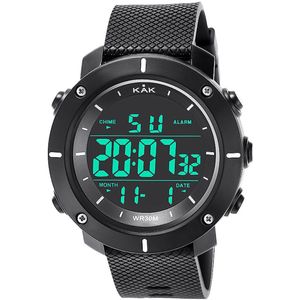 KAK Outdoor Sports Waterproof Luminous Time Date Stopwatch Digital Wrist Watch