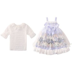 Kinderen Lolita Jurk Japanse Kawaii Lolita Kant Paarse Jurk Voor Kids Gothic Lolita Prinses Kleren Thee Party Kostuum VO811