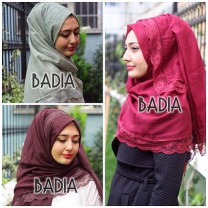 10 Stuks Hijab Katoen Viscose Maxi Sjaal Kant Hijab Bloemen kant Stola Foulard Vrouwen Sjaal Wrap Moslim Hoofd Sjaals Islam hijaabs
