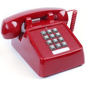 Knop Wijzerplaat Vintage Vaste Telefoon Rood Zwart Plastic Home Office Retro Draad Vaste Vaste Telefoon Europa Stijl