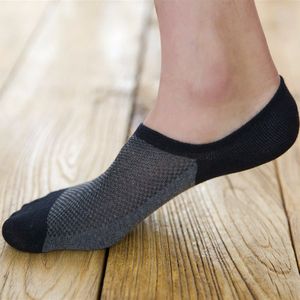 5Pairs Bamboe Fibre Non-slip Siliconen Onzichtbare Compressie Sokken Mannelijke Enkelsok Ademende Mannen Meias Katoen Boot sokken
