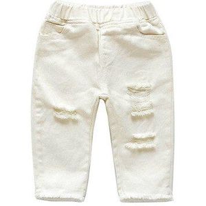 Lente Baby Meisjes Ripped Jeans Kinderen Kids Gebroken Gat Broek Wit Meisjes Elastische Taille Denim Broek 12 Maand 2 3 4 5 Jaar