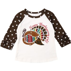 Happy Thanksgiving Fall/winter Baby Meisjes Boutique Top t-shirts Kleding Wijn Stip Icing Mouw Katoen Serape