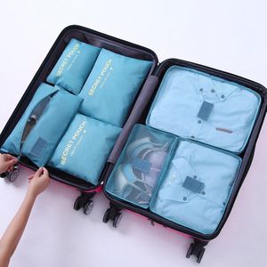 1 Set 7Pcs Oxford Doek Reizen Netje In Koffer Bagage Organizer Verpakking Cube Organiser Voor Kleding afwerking