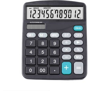 Zwarte 12 Cijfers Groot Scherm Rekenmachine Mode Computer Financial Accounting DOM668