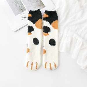 Fuzzy Pluizige Badstof Warme Sokken Animal Klauwen Coral Fluwelen Sokken Winter Kawaii Dikke Sokken Gestreepte Cartoon Vrouwen Korte Leuke Sokken
