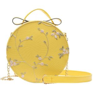 Vrouwen Flowar Kant Lederen Handtas Mode Vrouwelijke Kleine Messenger Schoudertas Ronde Purse Tassen Crossbody Bolsa