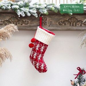 Rode Kous Gebreide Sokken Voor Home Decoratie Kerst Cadeau Zak Snoep Zakken Bag Kerstsok Ornamenten