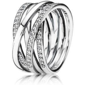 925 Sterling Zilver Vrouwen Ring Grijpende Liefde Verstrengeld Pave Setting Zirkoon Romantische Zoete Ring voor Dames Bruiloft Sieraden