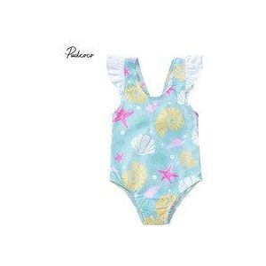 Zomer Badpak Pasgeboren Baby Baby Meisje Shell Print Badpak Badmode Ruche Zwemmen Kleurrijke Een Stuk Bikini