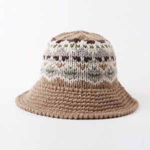 Autumn Winter Knitted Bucket Hats Female Bucket Hat for Women Girl Thickened Soft Warm Fishing Cap Outdoor Lady