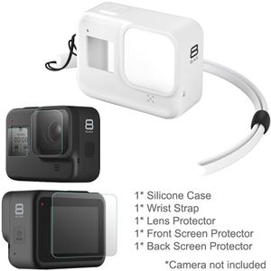 Voor Gopro 8 Accessoire Kit Zachte Siliconen Case Huid Beschermende Shell Behuizing + Lens & Lcd Screen Protector Voor Go pro Hero 8 Zwart