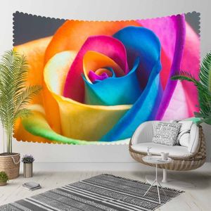 Anders Blauw Geel Roze Grote Rose Bloemen Bloemen 3D Print Decoratieve Hippi Bohemian Muur Opknoping Landschap Tapijt Muur Art