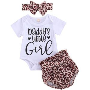 0-24M Baby Meisjes Kleding Set Zomer Kinderen Outfits Korte Mouw Brief Bodysuit Romper + Luipaard Print Shorts + Hoofdband