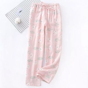 Lente En Zomer Pyjama Broek Lady Katoen Pyjamabroek Vrouwen Homewear Slaap Bodems Roze Groen Kleuren Afdrukken Pyjama Broek